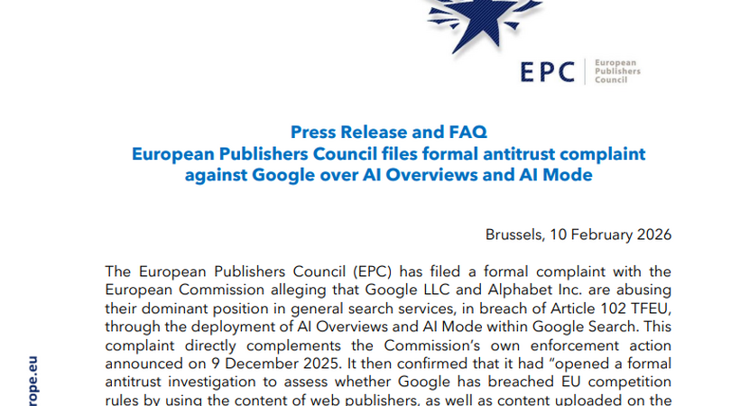 欧州パブリッシャー評議会、GoogleのAI機能を巡りEU競争法違反を正式申立て―独占的な地位でクロールを強行