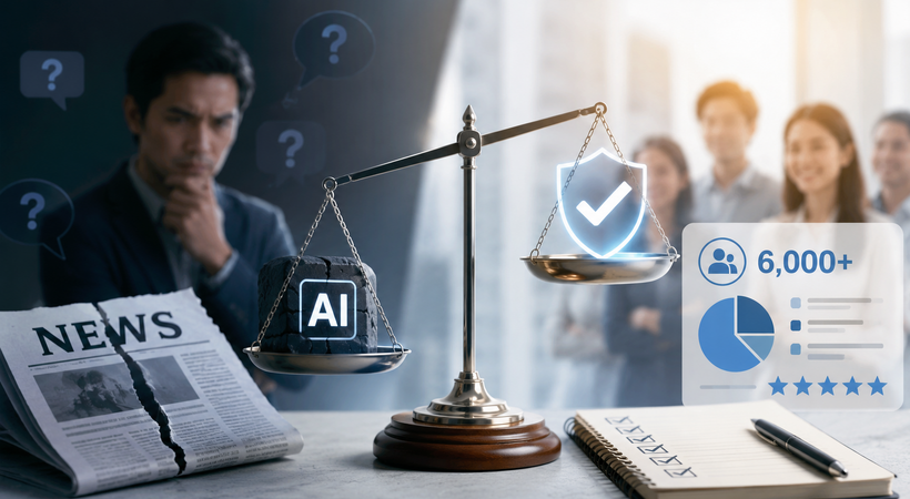 AI開示で信頼は下がる？ Trusting Newsの調査が突きつけるジレンマと6,000人超の回答が示す処方箋