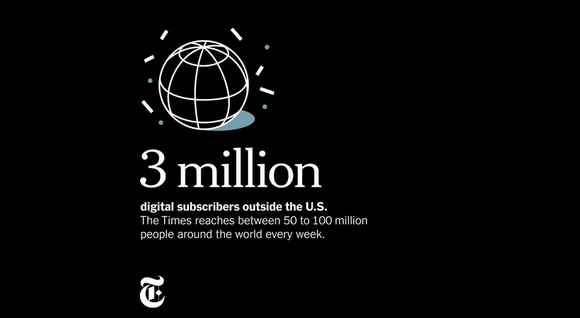 ニューヨーク・タイムズ、海外デジタル有料購読者が300万人を突破
