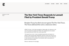 トランプ大統領のNYタイムズ提訴が棄却　「不適切で冗長である」と批判 画像
