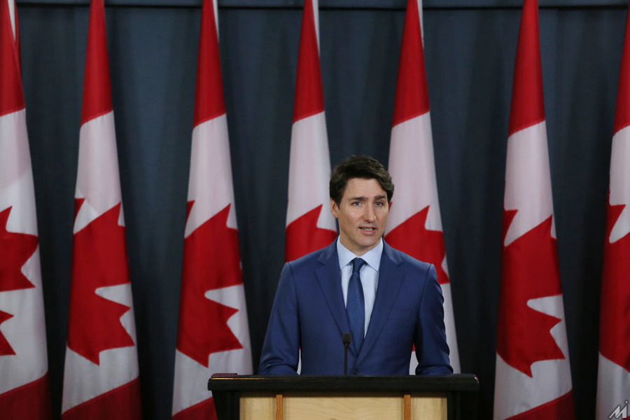 <p>OTTAWA, ON – MARCH 07: Canada’s Prime Minister Justin Trudeau attends a news conference on March 7, 2019 in Ottawa, Canada. Prime Minister Trudeau and top aides have been accused of meddling in a federal criminal investigation of SNC-Lavalin, a major Candian engineering firm.  (Photo by Dave Chan/Getty Images)</p>