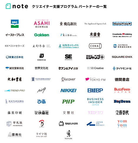 noteクリエイター支援プログラムに朝日新聞出版、日経BP、BuzzFeed Japanなど10パートナーが参画
