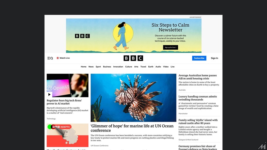 BBC.com、米国市場で課金制導入　月額8.99ドルでプレミアム体験を提供