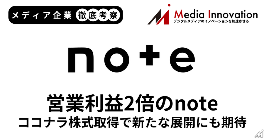 GMV増加でnoteの営業利益が2倍に拡大、ココナラの株式取得で新たな展開にも期待【メディア企業徹底考察 #274】