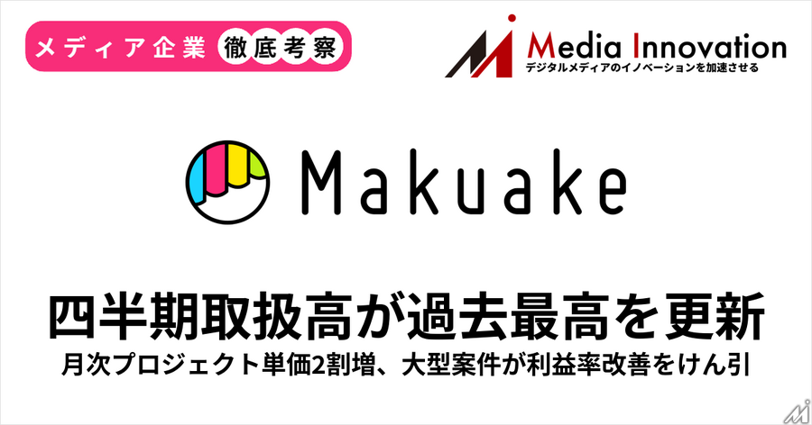 マクアケ四半期取扱高過去最高を更新、月次プロジェクト単価2割増【メディア企業徹底考察 #323】