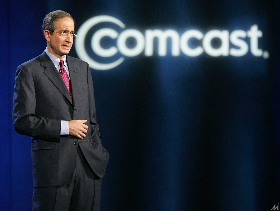 <p>LAS VEGAS – JANUARY 08:  Comcast Corp. Chairman and CEO Brian L. Roberts delivers a keynote address at the 2008 International Consumer Electronics Show at the Venetian January 8, 2008 in Las Vegas, Nevada. CES, the world’s largest annual consumer technology trade show, runs through January 10 and features 2,700 exhibitors showing off their latest products and services to more than 140,000 attendees.  (Photo by Ethan Miller/Getty Images)</p>