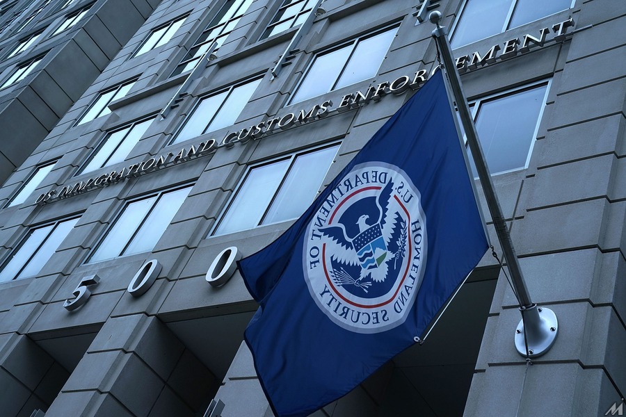 <p>WASHINGTON, DC – JULY 06:  An exterior view of U.S. Immigration and Customs Enforcement (ICE) agency headquarters is seen July 6, 2018 in Washington, DC. U.S. Vice President Mike Pence placed a visit to the agency and received a briefing on “ICE’s overall mission on enforcement and removal operations, countering illicit trade, and human smuggling.”  (Photo by Alex Wong/Getty Images)</p>
