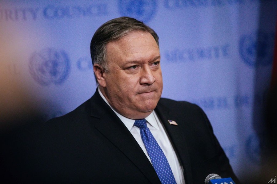 <p>NEW YORK, NY – DECEMBER 12: United States Secretary of State Mike Pompeo speaks during a press conference following the United Nations Security Council meeting on Iran at the United Nations on December 12, 2018 in New York City. (Photo by Kevin Hagen/Getty Images)</p>