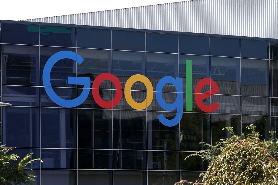 <p>MOUNTAIN VIEW, CA – SEPTEMBER 02:  The new Google logo is displayed at the Google headquarters on September 2, 2015 in Mountain View, California.  Google has made the most dramatic change to their logo since 1999 and have replaced their signature serif font with a new typeface called Product Sans.  (Photo by Justin Sullivan/Getty Images)</p>