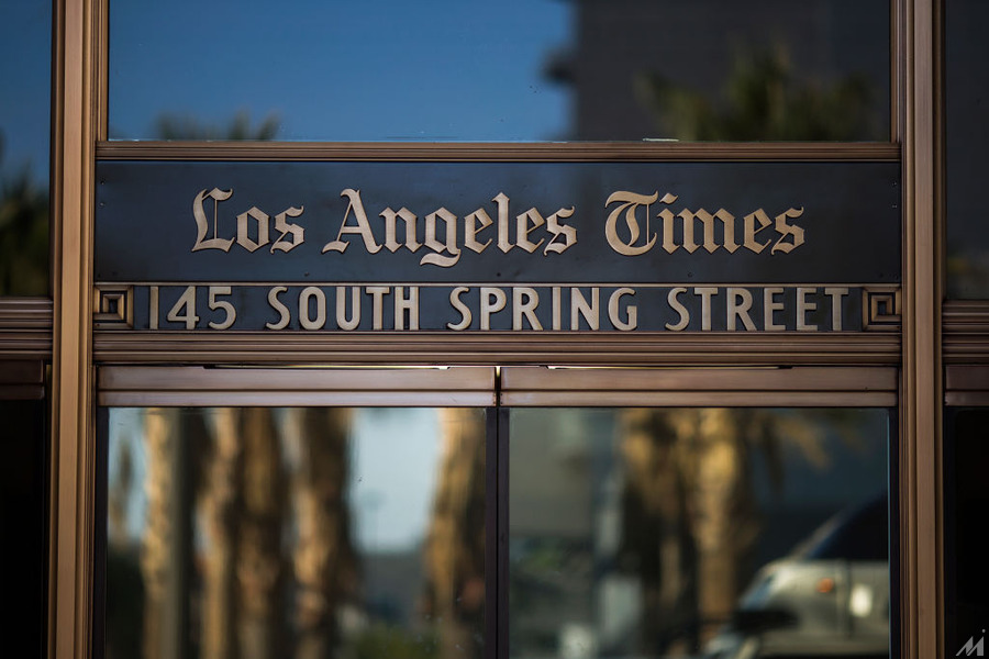 <p>LOS ANGELES, CA – FEBRUARY 06: The Los Angeles Times building is seen on February 6, 2018 in Los Angeles, California. Parent company, Tronc, is believed to be close to selling The Times and The San Diego Union-Tribune to billionaire Los Angeles doctor, Patrick Soon-Shiong, for about $500 million.  (Photo by David McNew/Getty Images)</p>
