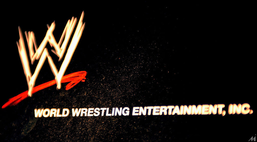 <p>NEW YORK – MARCH 18:  The World Wrestling Entertainment logo hangs on a wall at a media conference announcing the all-star lineup of WWE WrestleMania XIX at ESPN Zone in Times Square March 18, 2003 in New York City.  (Photo by Mark Mainz/Getty Images)</p>