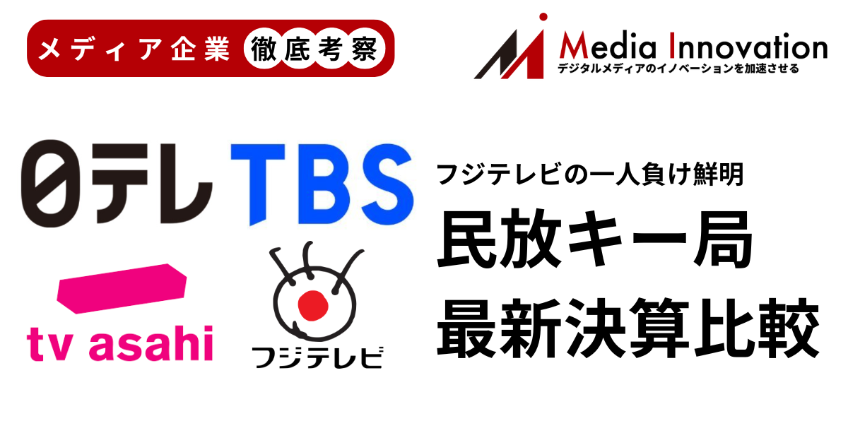 民放キー局決算比較、一人負けのフジはメディア事業1割減収を予想【メディア企業徹底考察 #212】 画像