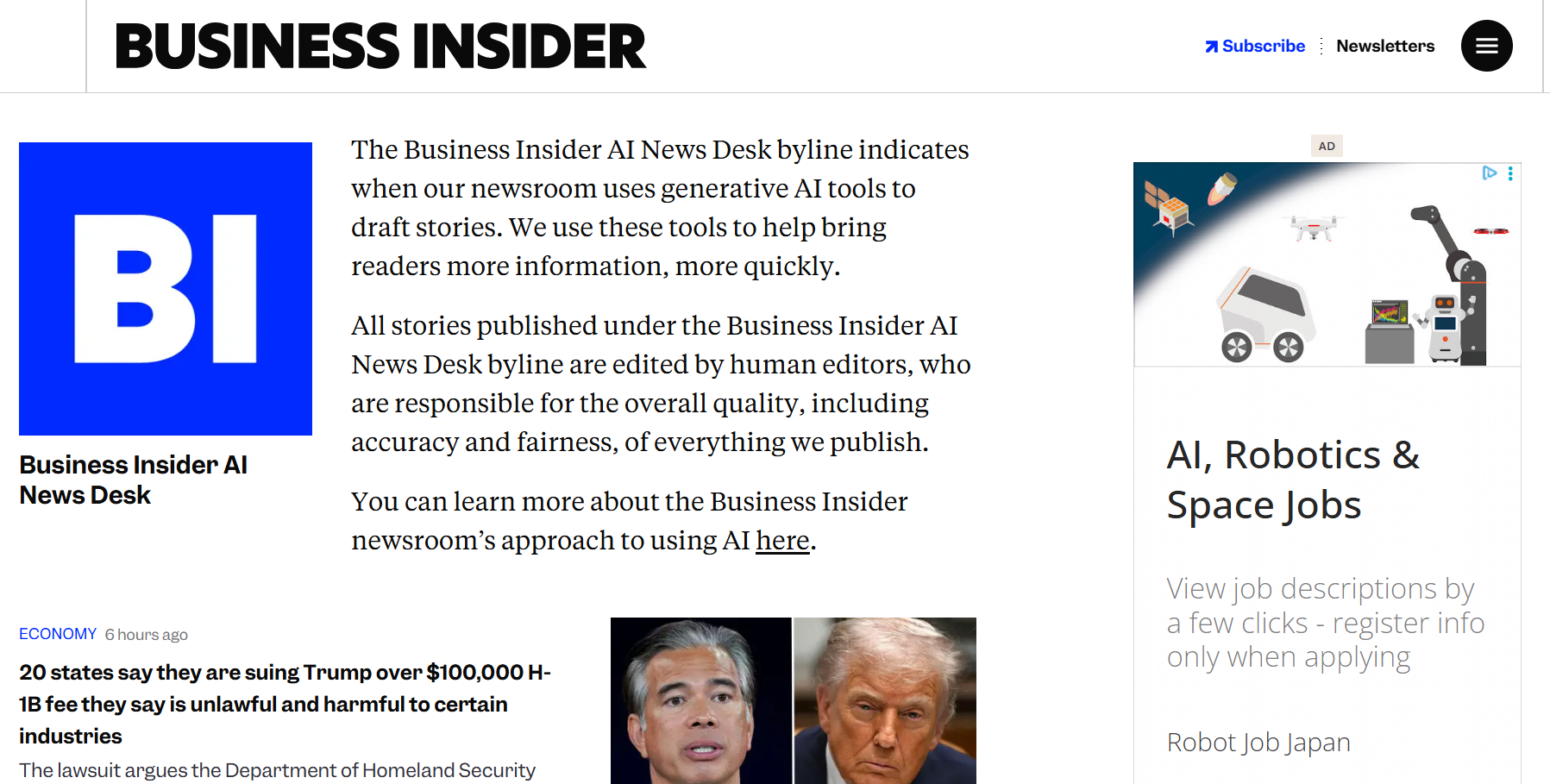 米Business Insider、カスタムGPTで記事を執筆する実験を開始 画像