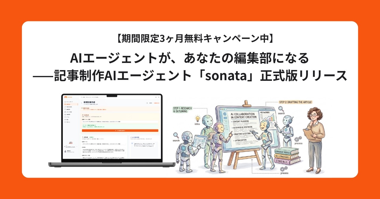 インタビュー記事制作を87%効率化　AI編集エージェント「sonata」が正式版に 画像