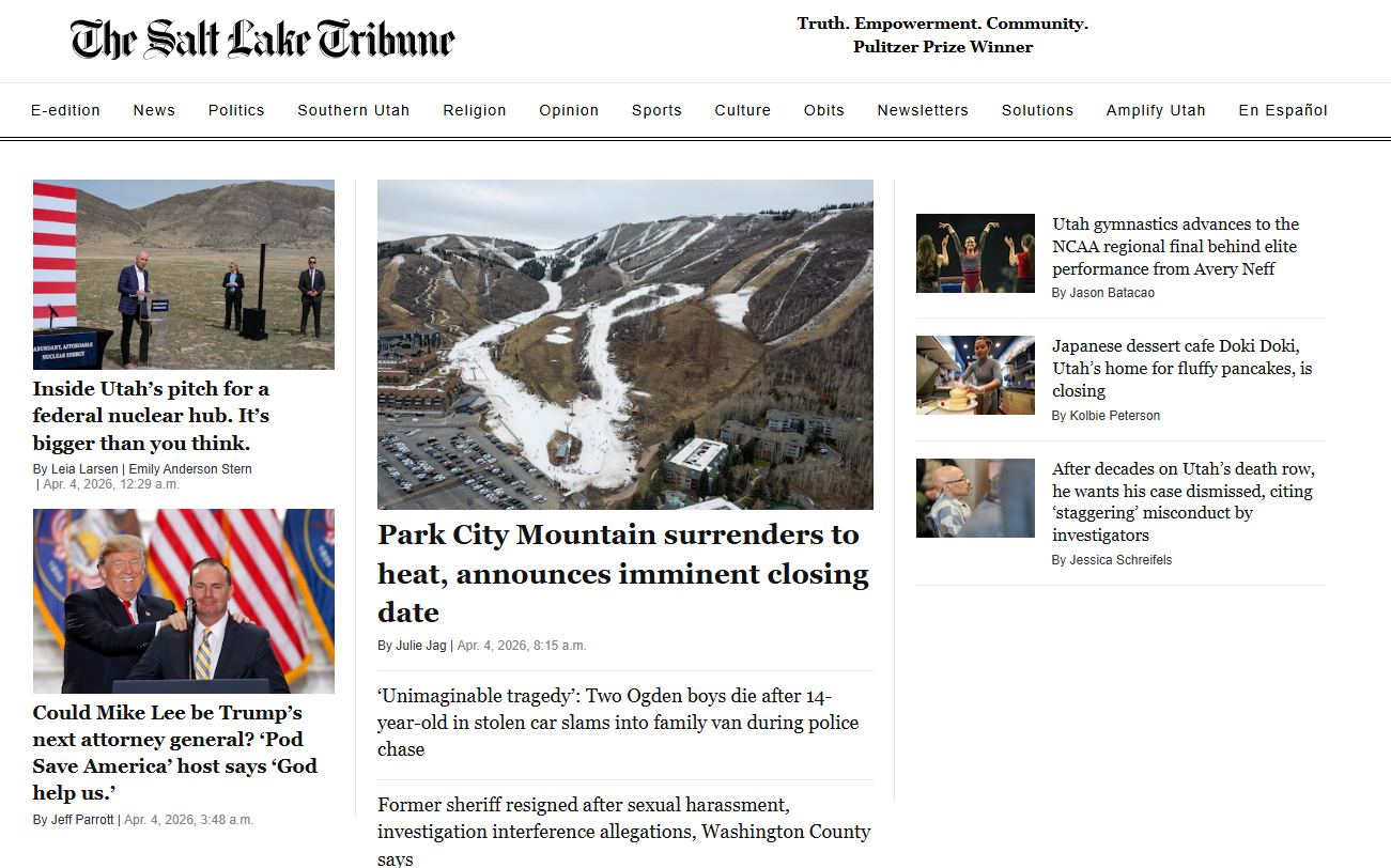 ソルトレーク・トリビューン、ペイウォール廃止へ　成功した寄付モデルに転換する非営利メディア 画像