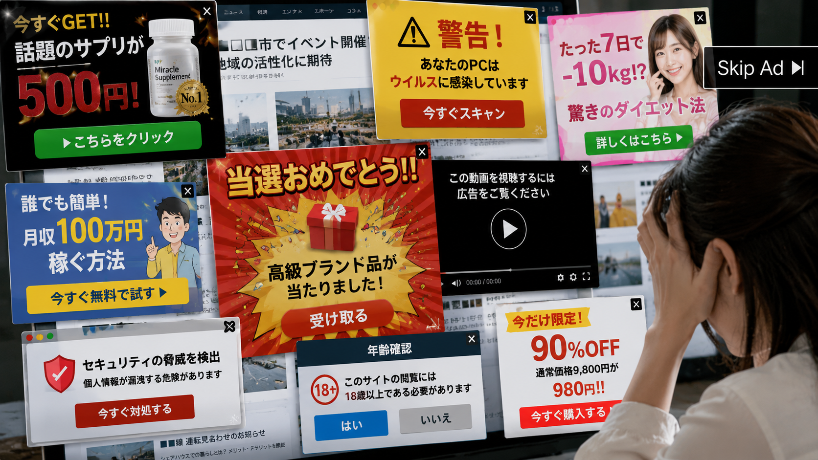 オンライン広告を不快に感じる理由1位は「コンテンツの閲覧を中断される」で7割超、アトが広告への印象調査を公開 画像