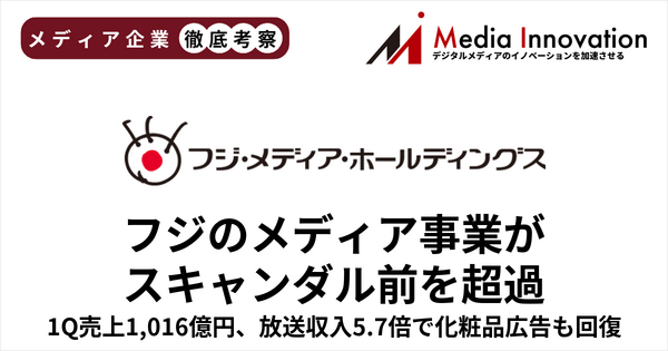 フジ・メディアHDの復調鮮明、メディア事業の売上はスキャンダル前を超過【メディア企業徹底考察 #326】 画像