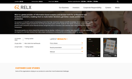 英RELX、2026年1～9月の基調収益成長率7%　学術出版・法務部門はAI活用で二桁成長も