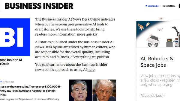 米Business Insider、カスタムGPTで記事を執筆する実験を開始 画像