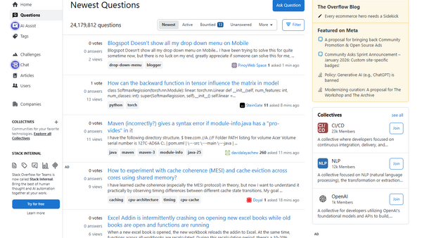 かつては開発者必見のStack Overflow、投稿数激減もAI時代に対応した生き残り策とは? 画像