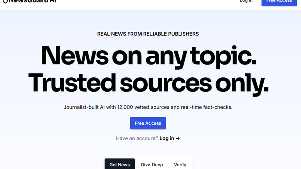 NewsGuardが信頼済みニュース限定のAIチャットボット「NewsGuard AI」を公開、出版社と50:50で収益分配へ 画像