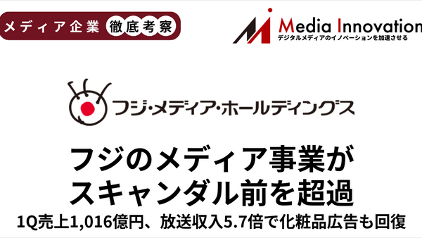 フジ・メディアHDの復調鮮明、メディア事業の売上はスキャンダル前を超過【メディア企業徹底考察 #326】 画像