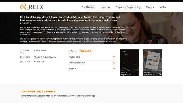 英RELX、2026年1～9月の基調収益成長率7%　学術出版・法務部門はAI活用で二桁成長も 画像