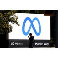 <p>MENLO PARK, CALIFORNIA – OCTOBER 28: A pedestrian walks in front of a new logo and the name ‘Meta’ on the sign in front of Facebook headquarters on October 28, 2021 in Menlo Park, California. A new name and logo were unveiled at Facebook headquarters after a much anticipated name change for the social media platform. (Photo by Justin Sullivan/Getty Images)</p>