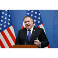<p>BUDAPEST, HUNGARY – FEBRUARY 11:  US Secretary of State Mike Pompeo appears with Hungarian Foreign Minister Peter Szijjarto (not pictured) at the foreign ministry on February 11, 2019 in Budapest, Hungary. They were expected to discuss energy issues and the debate over Huawei, the Chinese telecommunications company whom the U.S. accuses of stealing trade secrets and violating Iran sanctions. Afterward, Secretary Pompeo was scheduled to meet with Hungarian PM Viktor Orban.  (Photo by Laszlo Balogh/Getty images)</p>
