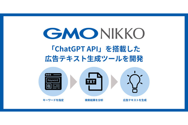 GMO NIKKO、「ChatGPT API」を搭載した検索連動型広告テキスト生成ツールを開発 画像