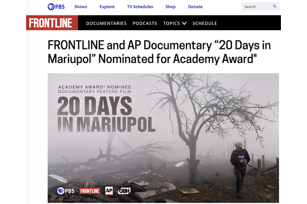 AP通信、初のアカデミー賞・・・ウクライナ戦争を描いたドキュメンタリー映画「20 Days in Mariupol」