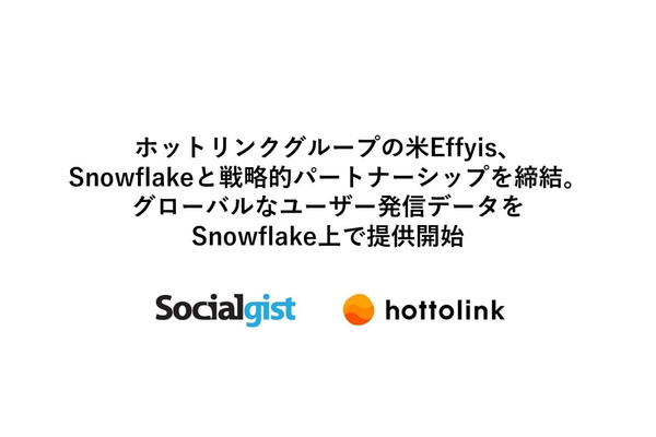 ホットリンクの米国子会社がSnowflakeと提携・・・SNS分析「Socialgist」のユーザー発信データを提供開始 画像