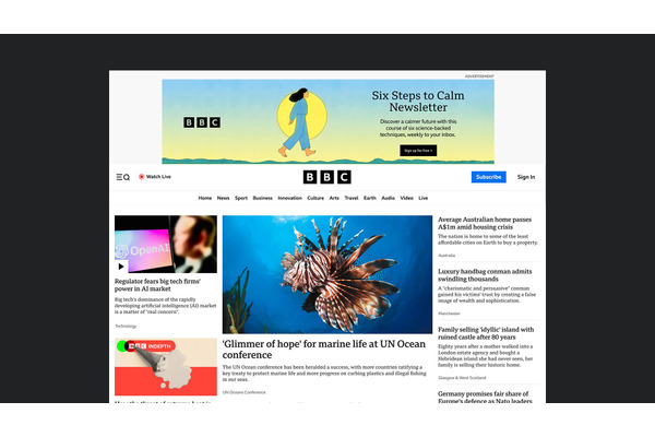 BBC.com、米国市場で課金制導入　月額8.99ドルでプレミアム体験を提供