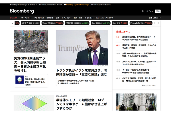 ブルームバーグ日本版、サブスクリプションサービスを開始　東京支局と世界100拠点超の報道を提供 画像