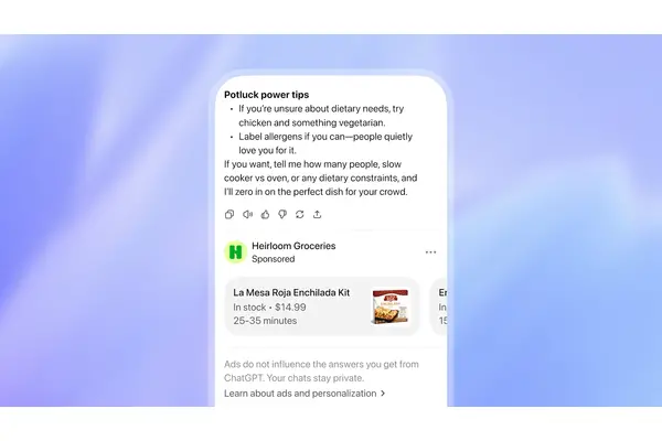 OpenAI、ChatGPT広告で商品フィード型キャンペーンを導入　最大200万商品の自動広告生成へ 画像
