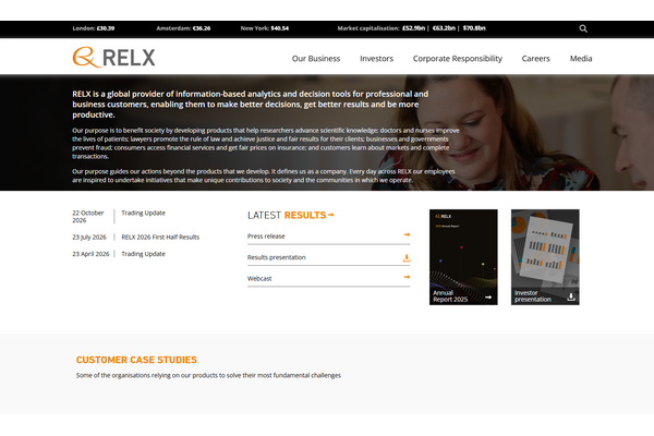 英RELX、2026年1～9月の基調収益成長率7%　学術出版・法務部門はAI活用で二桁成長も 画像