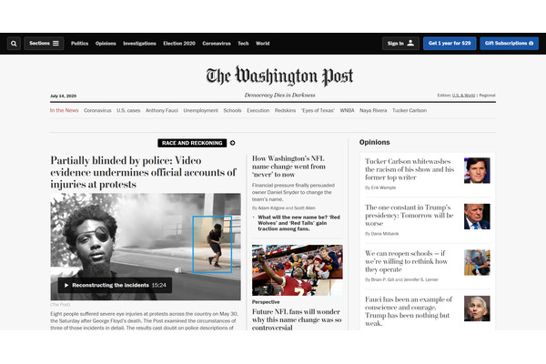 ワシントン・ポスト、音声読み上げ機能を追加「ニュース消費が大幅に増加した」 画像