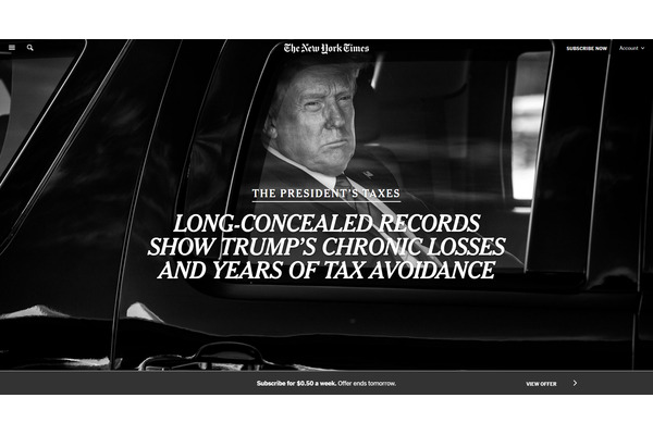 NYタイムズのトランプ大統領の税金問題のスクープ、過去最大のシェア数を記録した調査報道に 画像