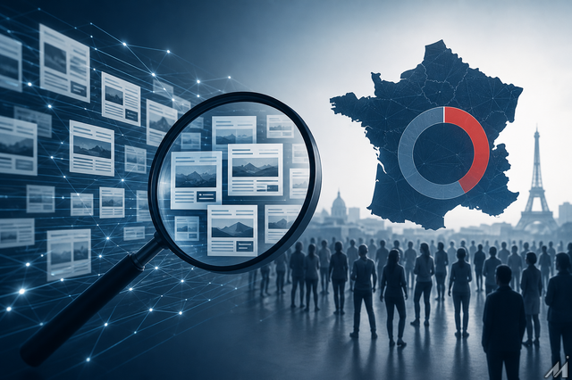 生成AIニュースサイト1万5,000件超をNextが特定、Google Discoverがフランス利用者40%に到達